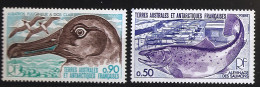 TAAF Terres Australes 1977 N° 71 / 2 ** Poissons, Oiseau, Alevinage, Saumons, Pêche, Pisciculture, Albatros Fuligineux - Neufs