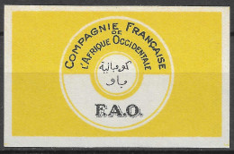 MATCHBOX LABEL COMPAGNE FRANÇAISE L` AFRIQUE OCCIDENTAL F.A.O  5.5  X 3.5  Cm - Boites D'allumettes - Etiquettes