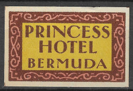 MATCHBOX LABEL PRINCESS HOTEL  BERMUDA   5.5  X 3.5  Cm - Scatole Di Fiammiferi - Etichette