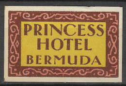 MATCHBOX LABEL PRINCESS HOTEL  BERMUDA   5.5  X 3.5  Cm - Zündholzschachteletiketten