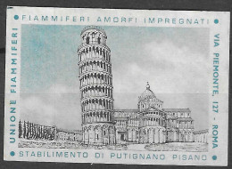 ROMA ITALY MATCHBOX LABEL  TOWER OF PISA STABILIMENTO DI PUTIGNANO PISANO   5  X 3.5  Cm  - Luciferdozen - Etiketten