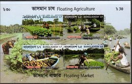 BANGLADESH , 2017, MNH, FLOATING MAKETS, BOATS, CANOES, FRUIT, AGRICULTURE, SHEETLET OF 4v - Sonstige (See)