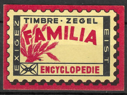  VINTAGE MATCHBOX LABEL Belgium Exigez Eist Timbre-zegel FAMILIA Encyclopedie  5  X 3.5  Cm  - Zündholzschachteletiketten