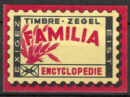  VINTAGE MATCHBOX LABEL Belgium Exigez Eist Timbre-zegel FAMILIA Encyclopedie  5  X 3.5  Cm  - Luciferdozen - Etiketten