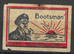  NETHERLANDS HOLLAND VINTAGE MATCHBOX LABEL BOOTSMAN PRIMA    5  X 3.5  Cm  - Cajas De Cerillas - Etiquetas