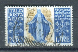 REPUBBLICA 1948 S. CATERINA DA SIENA POSTA AEREA 200 LIRE USATO - 1946-60: Oblitérés