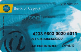 CYPRUS - Bank Of Cyprus Visa Virtuon(reverse UnicardKSA), 08/09, Used - Carte Di Credito (scadenza Min. 10 Anni)