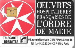 CARTE-PRIVEE-1989-D128-50U-Gem-ORDRE De MALTE-N° Au V° 0824-Neuve-TBE/LUXE/RARE - Phonecards: Private Use