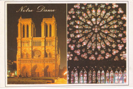 CPA - PARIS, NIGHT VIEW, THE NOTRE-DAME DE CATHEDRAL, THE "ROSACE SUD" - FRANCE - Notre Dame De Paris