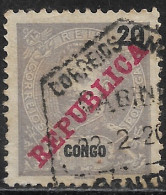 Portuguese Congo – 1911 King Carlos Overprinted REPUBLICA 20 Réis Used Stamp - Congo Portoghese