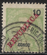 Portuguese Congo – 1911 King Carlos Overprinted REPUBLICA 10 Réis Used Stamp - Congo Portoghese