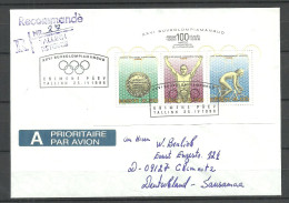 Estland Estonie Estonia 1996 Olympic Games Nagano Japan Michel Block 9 FDC Ersttagsbrief Registered Cover To Germany - Inverno1998: Nagano