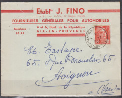 Lot De 2  Lettres Pub  " Thème  AUTOMOBILE " Avec Cachet Rond De AIX EN PROVENCE  Année 1953  Avec Mne De GANDON 12F - Briefe U. Dokumente