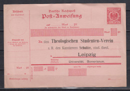 Dt.Reich Postanweisung MiNo.A10 (199) ** Mit Seltenem Privaten Zudruck " ..Theologischen Studeten-Verein Leipzig ..." - Otros & Sin Clasificación