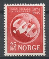 NORVEGE 1949 N° 315 ** Neuf MNH Superbe Faune Oiseaux Birds Anniversaire U.P.U. Union Postale - Nuevos