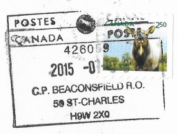 BEACONSFIELD SAINT CHARLES CANADA - LETTRE POUR LA FRANCE, CACHET DE LA VILLE SUR TIMBRE ELAN, VOIR LES SCANNERS - Storia Postale