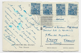 BRASIL 1.20X4+1.00 CARTE PAR AVION IGUAZU TO FRANCE - Lettres & Documents