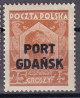 Port Gdansk 1928 Fi 16a Mint Hinged - Occupazioni