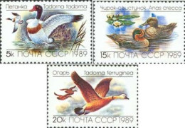 USSR 1989 Ducks Set Of 3 Stamps Mint - Canards