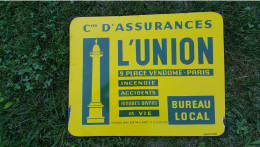 Plaque émaillée  Assurance Union ,place Vendome Paris , émaillerie Alsacienne De Strasbourg - Insurance