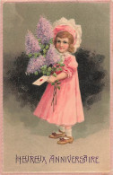 Heureux Anniversaire Gaufrée Lettre Cachetée à La Cire, Lila 1908 - Geburtstag