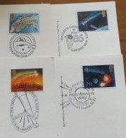 Halley's Comet 1986 Great Britain FDC's Set Of 4 PHQ  Maximum Stamp Cards All With Different Special Postmarks - Maximum Cards
