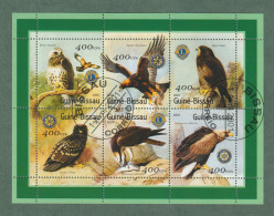 Bloc 6 Timbres Oblitérés Guiné Bissau  2001  - Thème  Rapaces - Aigles & Rapaces Diurnes