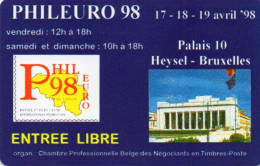 BELGIUM - PREPAID - INTOUCH GTS - PHILEURO 98 HEYSEL BRUXELLES - MINT - [2] Prepaid & Refill Cards