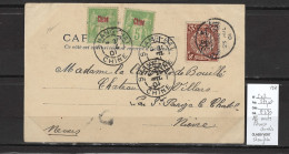 Chine - CP Shanghai Bureau Français - Pour Parize Le Chatel - Nievre - 1901 - Affranchissement Mixte - Lettres & Documents