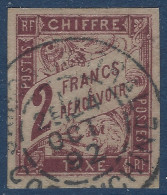 Colonies Générales TAXE N°16 2FR Marron Oblitéré Dateur De 1887 " SAIGON CENTRAL / COCHINCHINE " TTB - Segnatasse