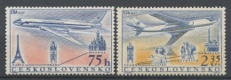 TCHECOSLOVAQUIE 1957 PA N° 45/46 ** Neuf MNH Superbe C 3 € Avions Planes TU 104 Lignes En Jets Paris Tour Eiffel Prague - Airmail