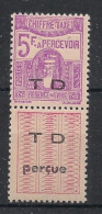 TUNISIE - 1945-47 - Taxe TT N°YT. 55 - Déesse 5f Lilas - Neuf Luxe** / MNH / Postfrisch - Segnatasse