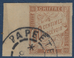 Colonies Générales TAXE N°24 60c Brun Jaunatre Grand BDFeuille Oblitéré Dateur " PAPEETE " TTB - Postage Due