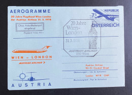 Österreich 1976 Ganzsache Luftpost Aerogramm Mi. LF 17 Sonderstempel 20 Jahre Flugdienst Wien London 1978 - Covers