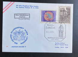 Österreich 1978 Brief Mit Sonderstempel 20 Jahre Flugdienst Wien London 1978 Schmuckkuvert - First Flight Covers