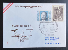 Österreich 1978 Erstflug SK 674 Wien-Kopenhagen-Stockholm Mit Sonderstempel SAS, Schmuckkuvert - Primeros Vuelos