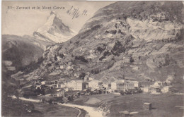 SVIZZERA - CARTOLINA  - ZERMATT ET LE MONT CERVIN -  VIAGGIATA . 1911 - Matt