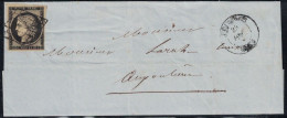 20c NOIR - CERES - N°3 - GRILLE - CAD ? - LE ? - SEUL SUR DE LETTRE. - 1849-1876: Periodo Clásico