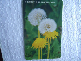KOREA   USED CARDS  PLANTS FLOWERS - Corée Du Sud