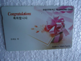 KOREA   USED CARDS CONGRATULATIONS   FLOWERS - Corée Du Sud