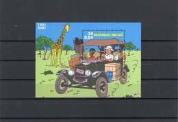 Belgique/Belgium 2001 - Cartoon - The 70th Anniversary Of The Publication Of Tintin In Congo - Minisheet - MNH** - Brieven En Documenten