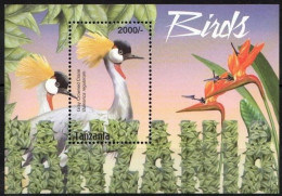 Gray Crowned Crane, Water Birds, Tanzania 2015 MNH MS - Kranichvögel