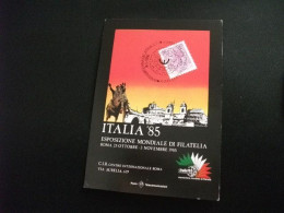 ESPOSIZIONE MONDIALE DI FILATELIA ITALIA 85 ROMA ANNULLO CISTERNA DI LATINA 1986 ANNO EUROPEO SICUREZZA STRADALE - Ausstellungen