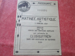 CLUB SUFFREN - Matinée Artistique Offerte Par Le Comité Des Services Centraux De La S.N.C.F. (programme 4 Pages) - Chemin De Fer