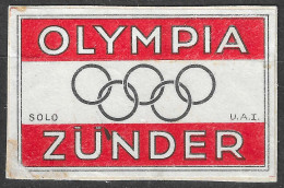 DEUTSCHE REICH  MATCHBOX LABEL  BERLIN 1936 OLYMPIA ZUNDER   5,5  X 3.5 CM   - Matchbox Labels