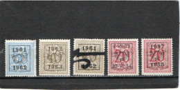 BELGIQUE    1961 - 62  Préoblitéré  Y.T. N°  -  Oblitéré - Sobreimpresos 1951-80 (Chifras Sobre El Leon)