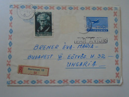 D197930 Romania Registered Stationery Cover   Tarom Bucuresti 1962  Sent To Hungary  Brenner Éva - Lettres & Documents
