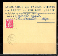 1C10 - N° 329 SUR CARTE DE MEMBRE DE L'ASSOCIATION DES PARENTS D'ELEVES - SAINT EUGENE DU 31/10/56 - Lettres & Documents