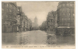 CPA, D. 75 , N°237, Paris , Inondations De Paris ,Janvier 1910, La Rue Et La Gare De Lyon .Ed. LL. - Inondations