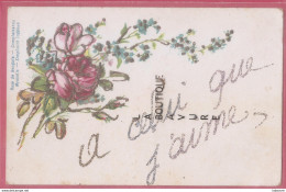 A Celui Que J'Aime--Carte Embossée--rose Et Brillants - Saint-Valentin